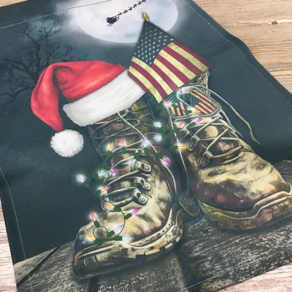 Christmas Military Boots Garden Flag - Honoring Heroes with Santa's Blessings - Picture 4 of 7